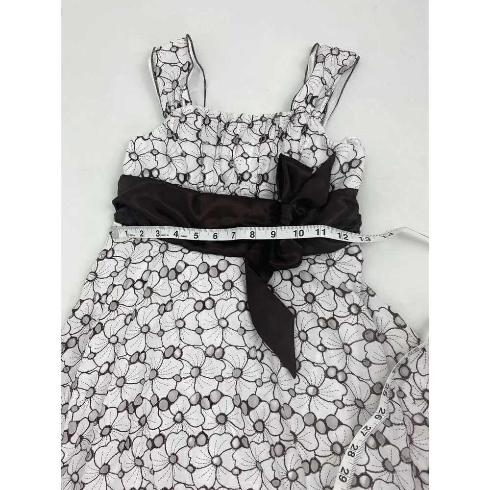 2004 My Michelle Girls Handkerchief Hemline Dress Brown - Girls Size 10